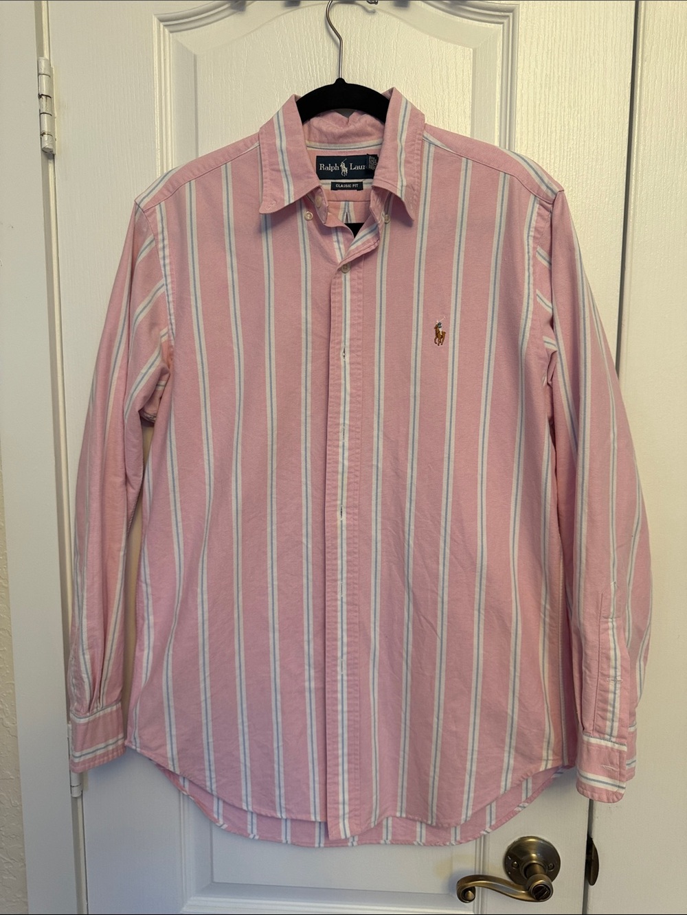 Ralph Lauren Pink and White Striped Button-Down Shirt